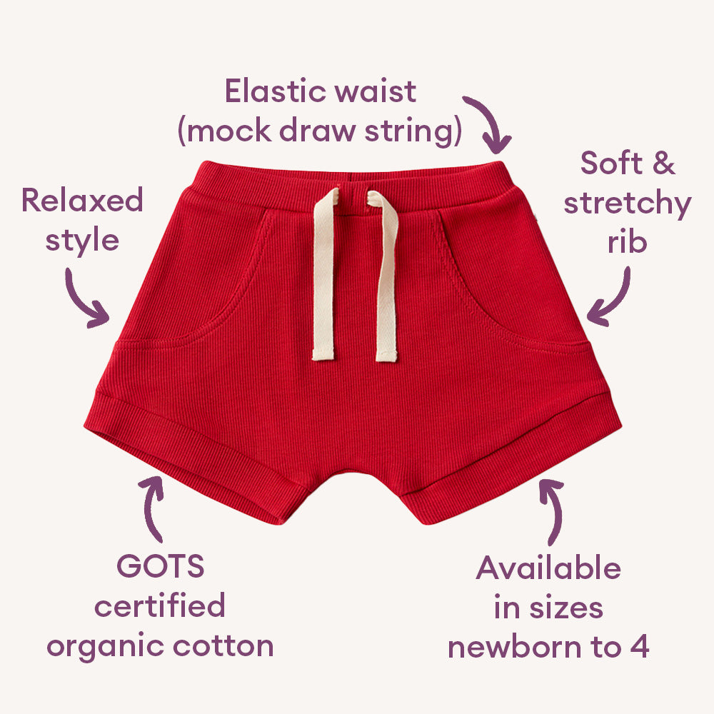 Red Organic Shorts - View 4