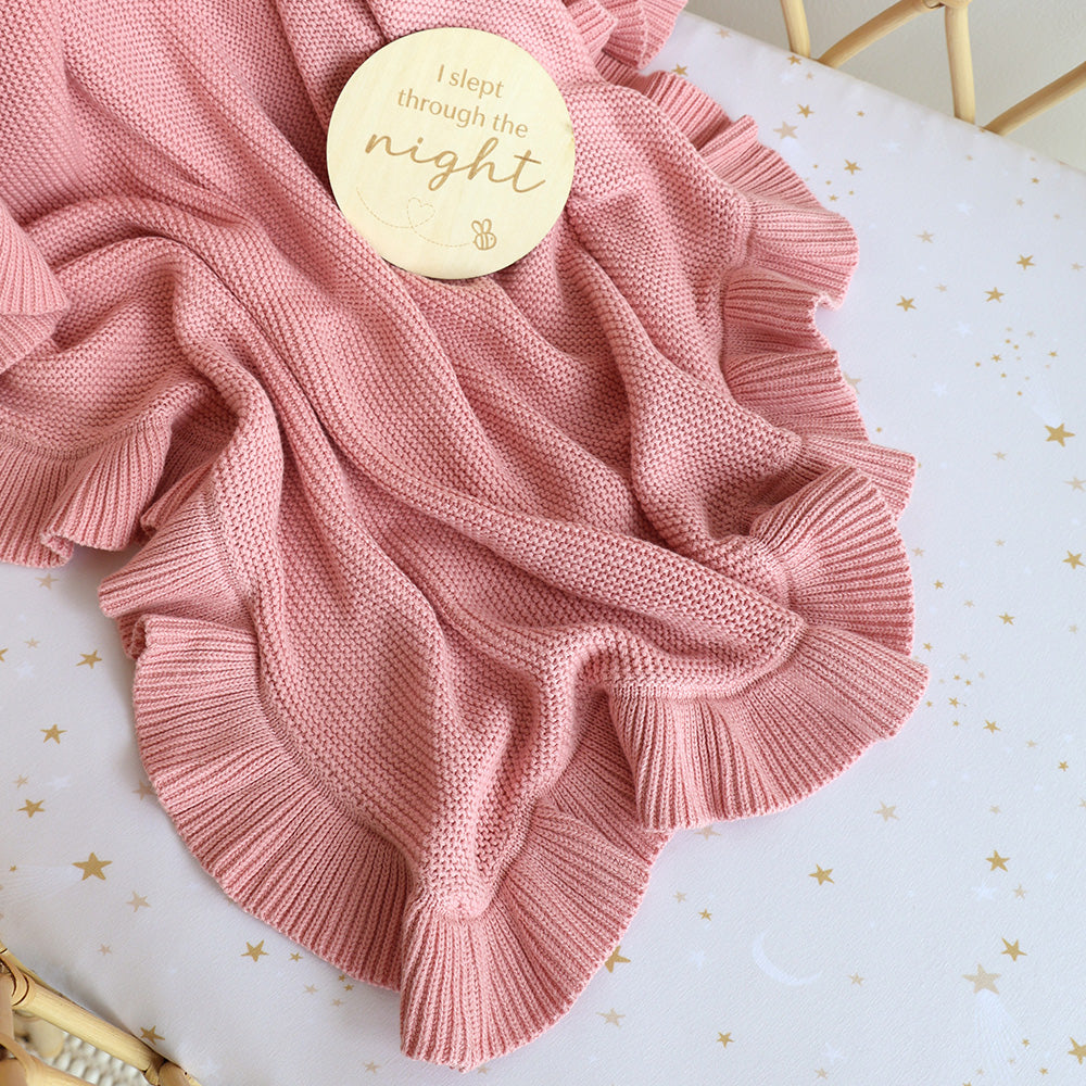 Rosa Ruffle Knit Organic Baby Blanket - View 2