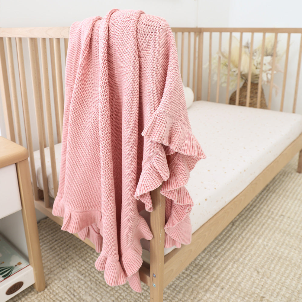 Rosa Ruffle Knit Organic Baby Blanket - View 4