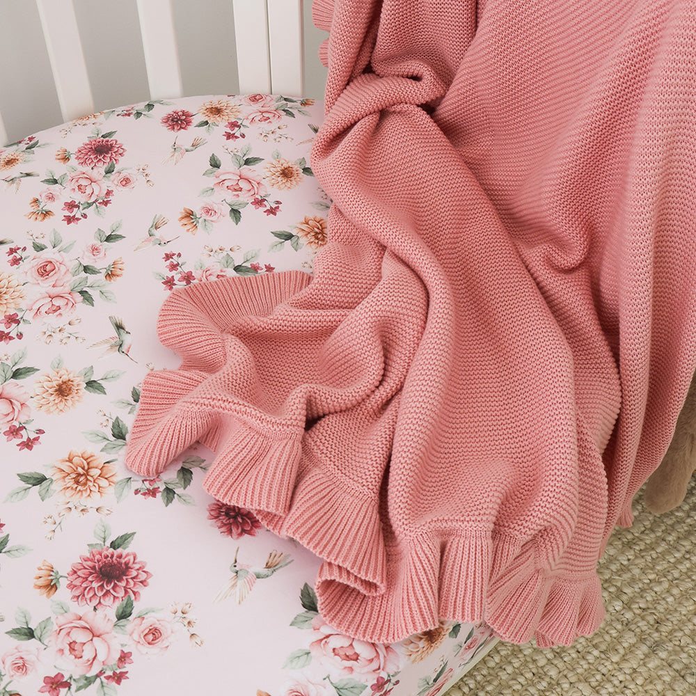 Rosa Ruffle Knit Organic Baby Blanket - View 3