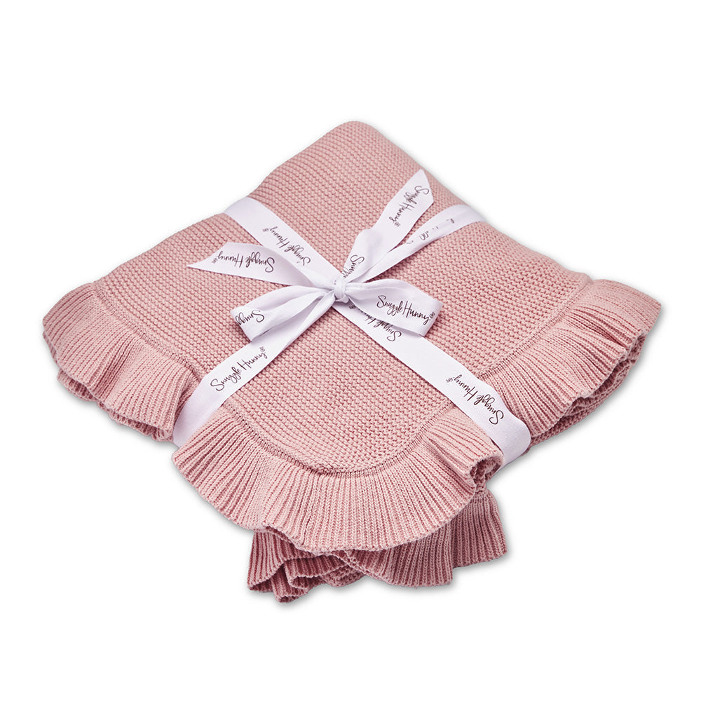 Rosa Ruffle Knit Organic Baby Blanket - View 2