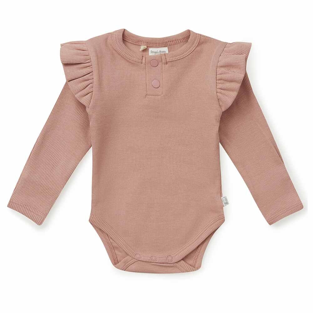 Rose Long Sleeve Organic Bodysuit - View 2