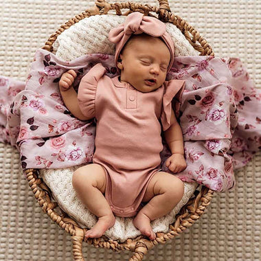Rose Short Sleeve Organic Bodysuit-Snuggle Hunny