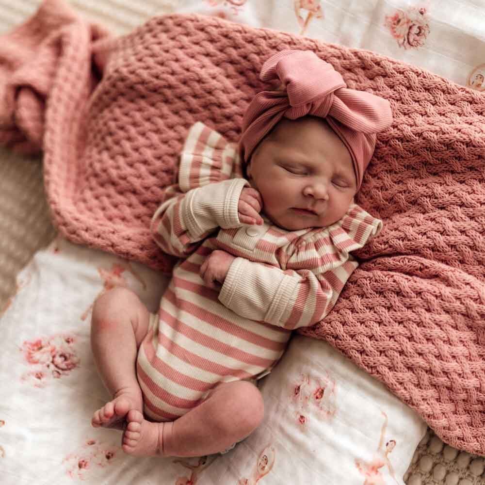 Rose Stripe Long Sleeve Organic Bodysuit - View 6