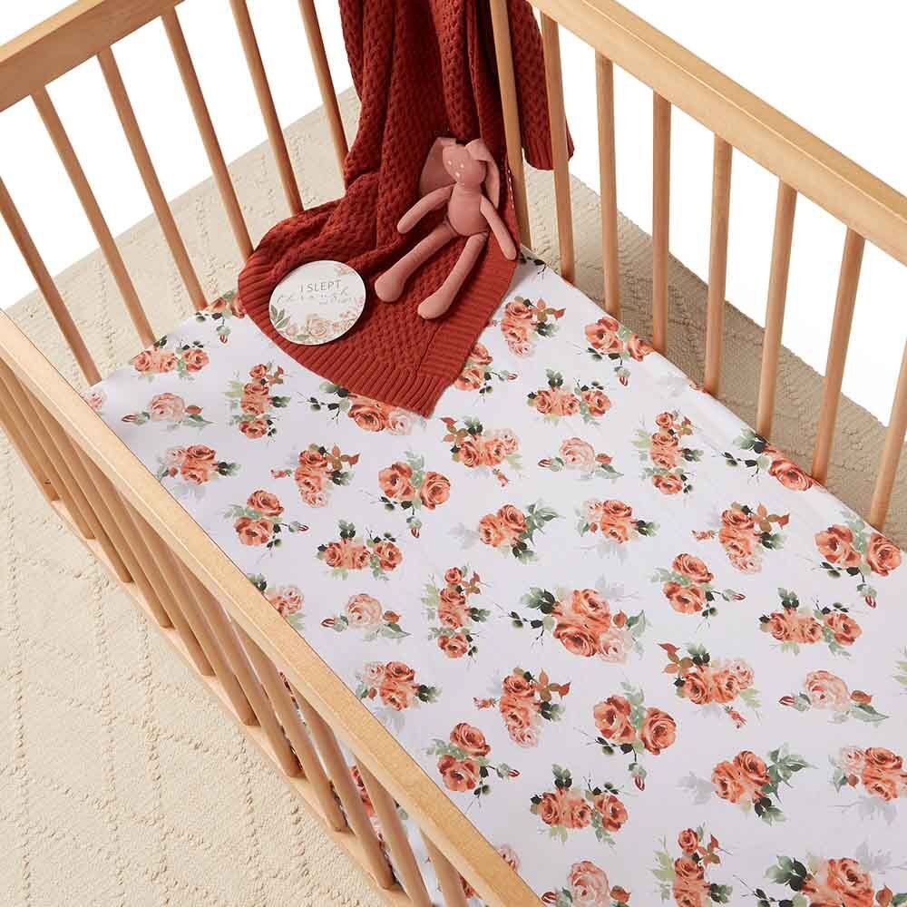 Rosebud Organic Fitted Cot Sheet - View 1