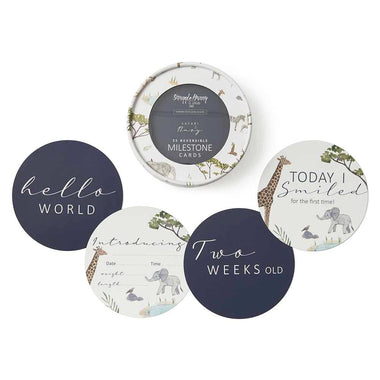 Safari & Navy Reversible Milestone Cards-Snuggle Hunny