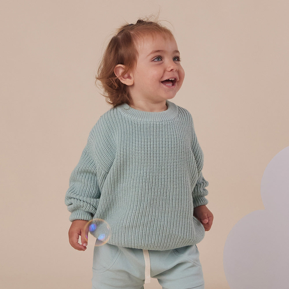 Sage Oversized Cotton Knit Jumper - View 3