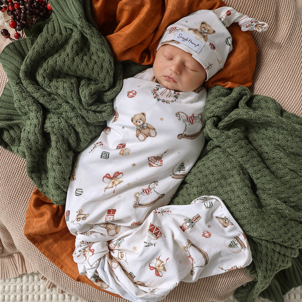 Santa's Toy Shop Organic Jersey Wrap & Beanie Set - View 4