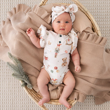 Santa's Toy Shop Short Sleeve Organic Bodysuit with Frill | Snuggle Hunny
