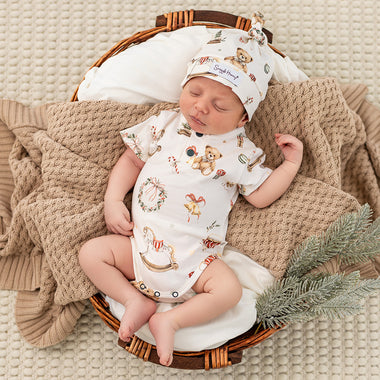 Santa's Toy Shop Short Sleeve Organic Bodysuit | Snuggle Hunny