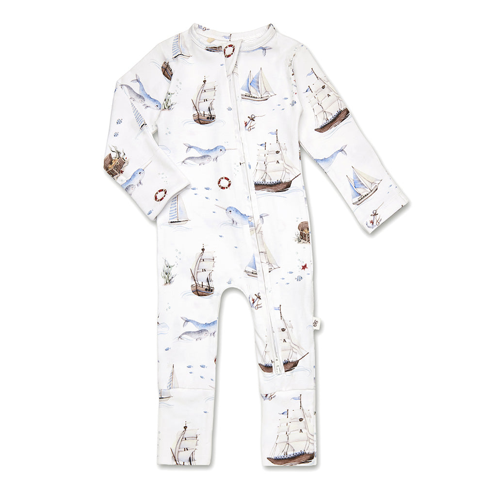 Set Sail Organic Snugglesuit Convertible Romper - View 2