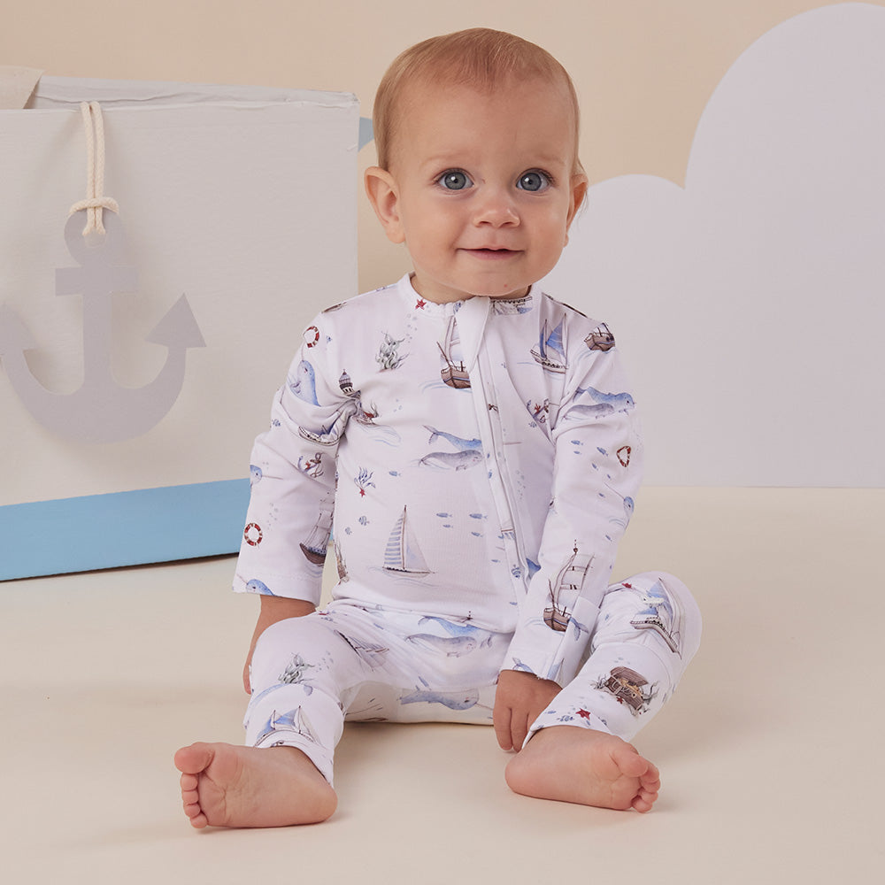 Set Sail Organic Snugglesuit Convertible Romper - View 1