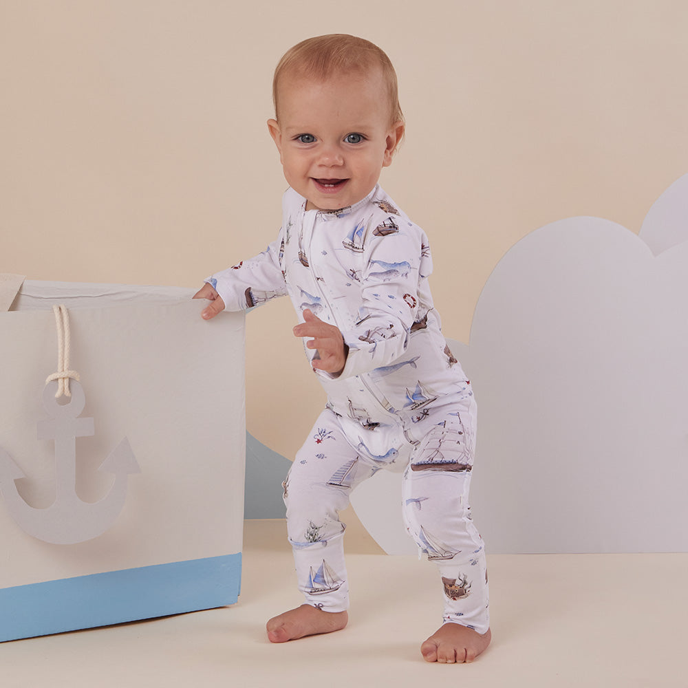 Set Sail Organic Snugglesuit Convertible Romper - View 4