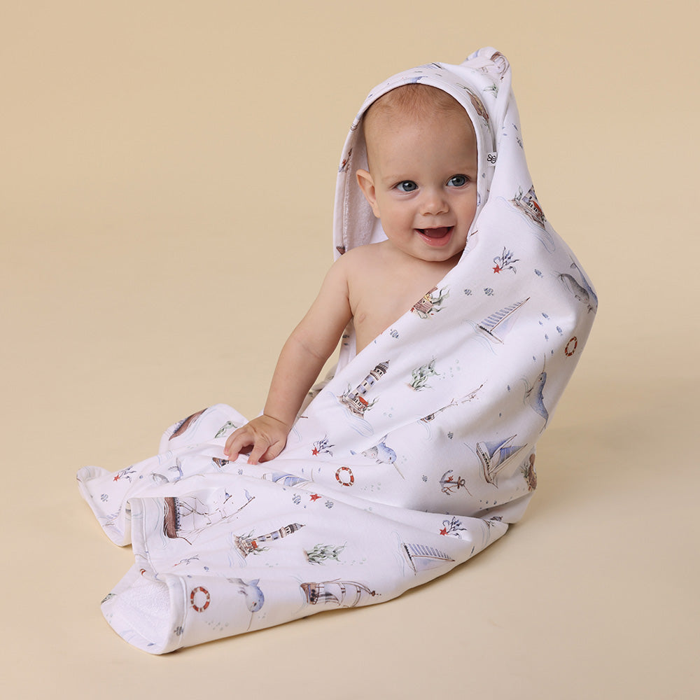 Set Sail Organic Hooded Baby Towel - View 1