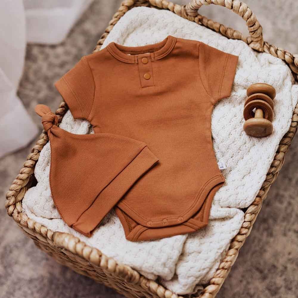 Chestnut Short Sleeve Organic Bodysuit - View 12