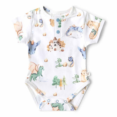 Dragon Short Sleeve Organic Bodysuit-Snuggle Hunny