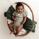 Olive Stripe Short Sleeve Organic Bodysuit - Thumbnail 1