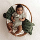 Olive Stripe Short Sleeve Organic Bodysuit - Thumbnail 7