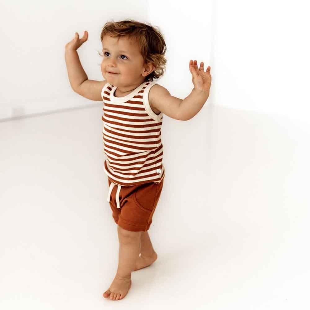 Biscuit Stripe Organic Singlet - View 11