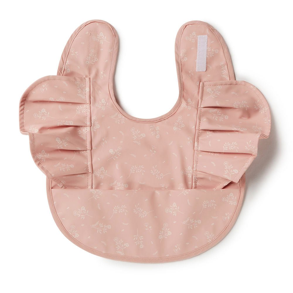 Dusty Rose Flower Frill Snuggle Bib - View 2