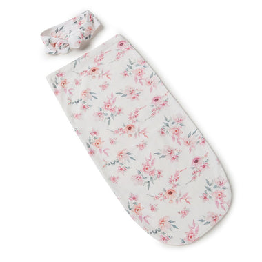 Camille Organic Snuggle Swaddle & Topknot Set-Snuggle Hunny