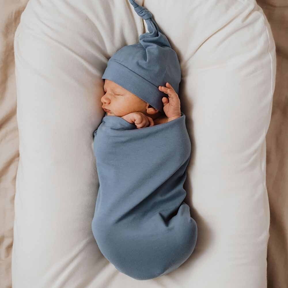 Indigo Organic Snuggle Swaddle & Beanie Set - View 3