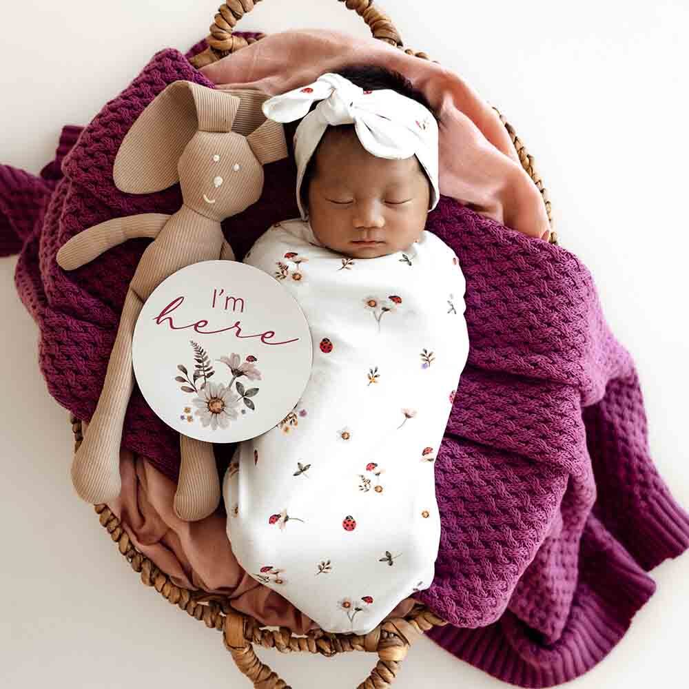 Ladybug Organic Snuggle Swaddle & Topknot Set - View 3