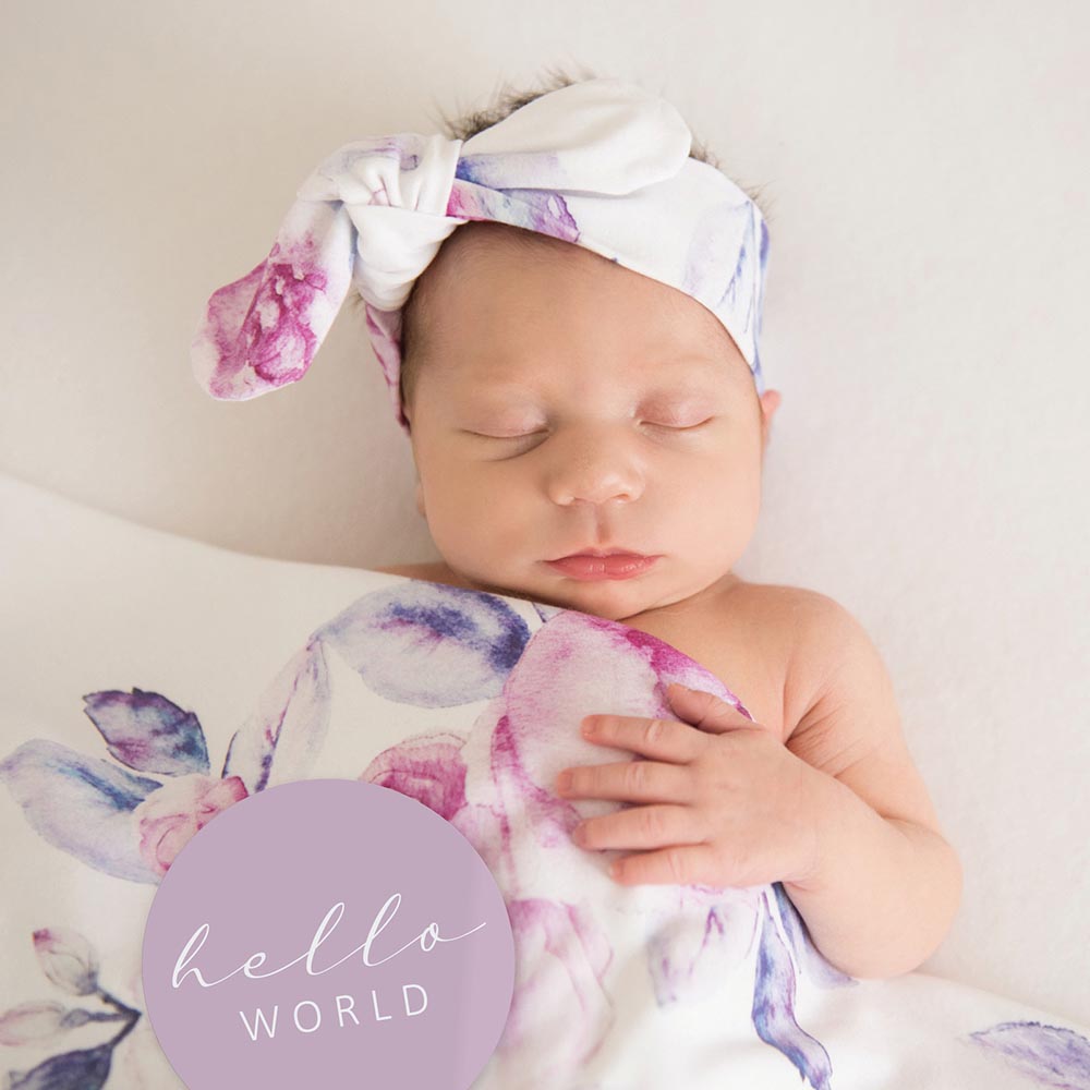 Lilac Skies Snuggle Swaddle Birth Announcement Set - View 5