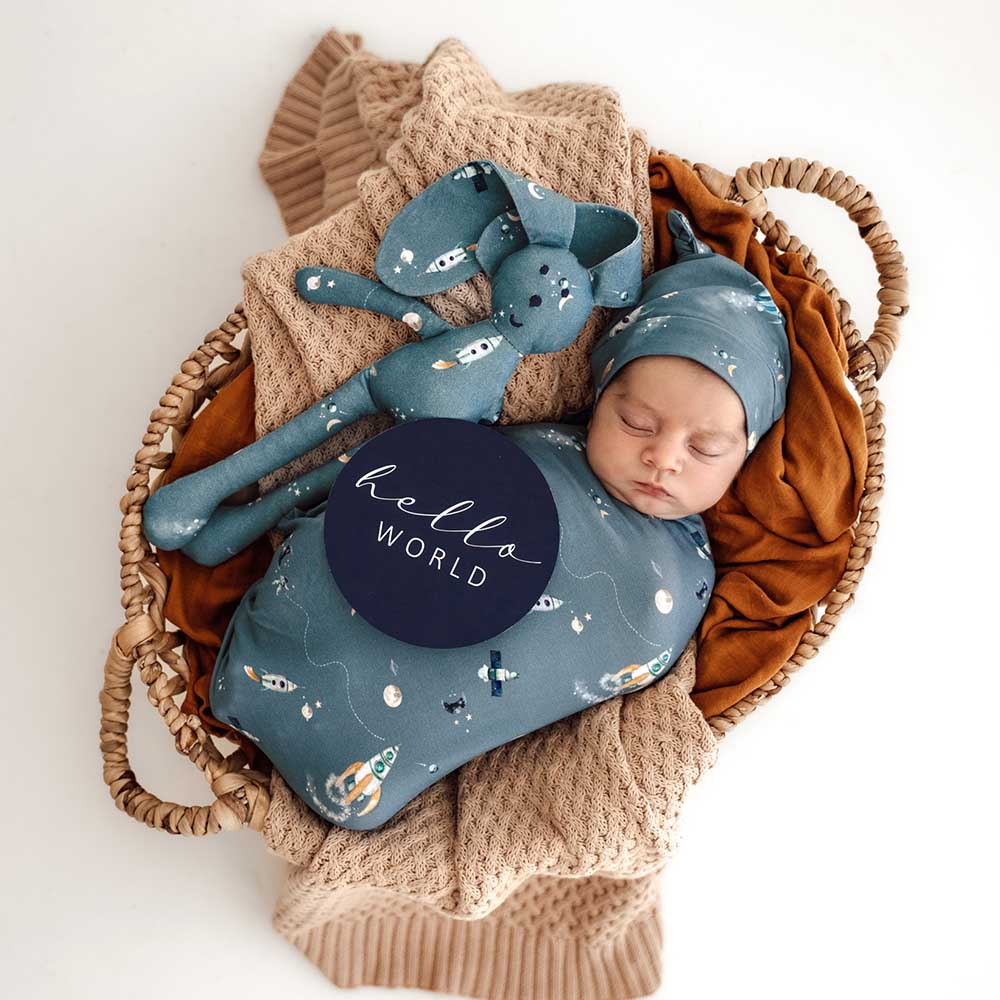 Rocket Organic Snuggle Swaddle & Beanie Set - View 3