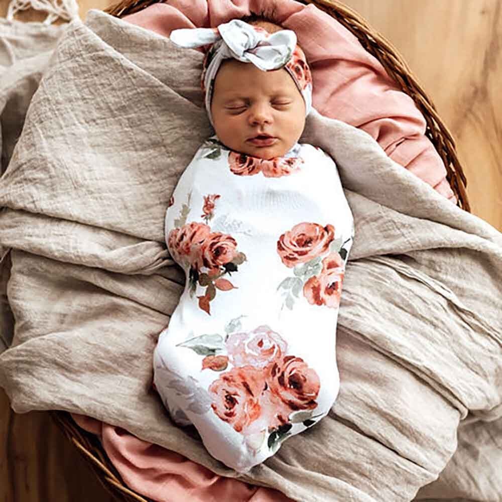 Rosebud Organic Snuggle Swaddle & Topknot Set - View 5