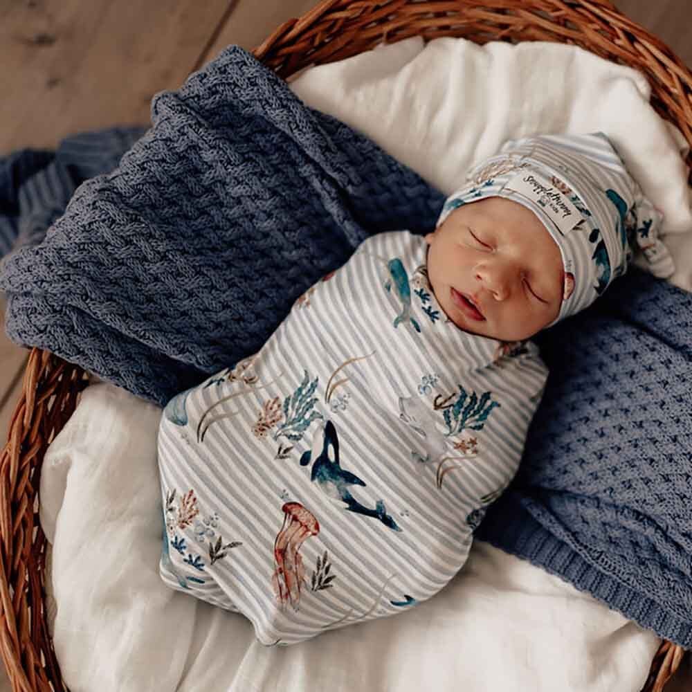Whale Snuggle Swaddle & Beanie Set - View 3