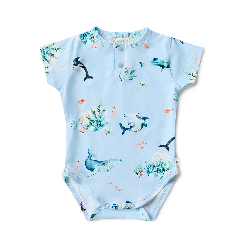 Blue Ocean Short Sleeve Organic Bodysuit - View 2