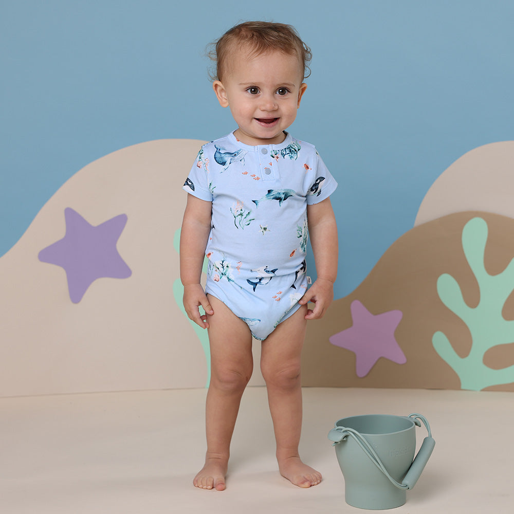 Blue Ocean Short Sleeve Organic Bodysuit - View 6