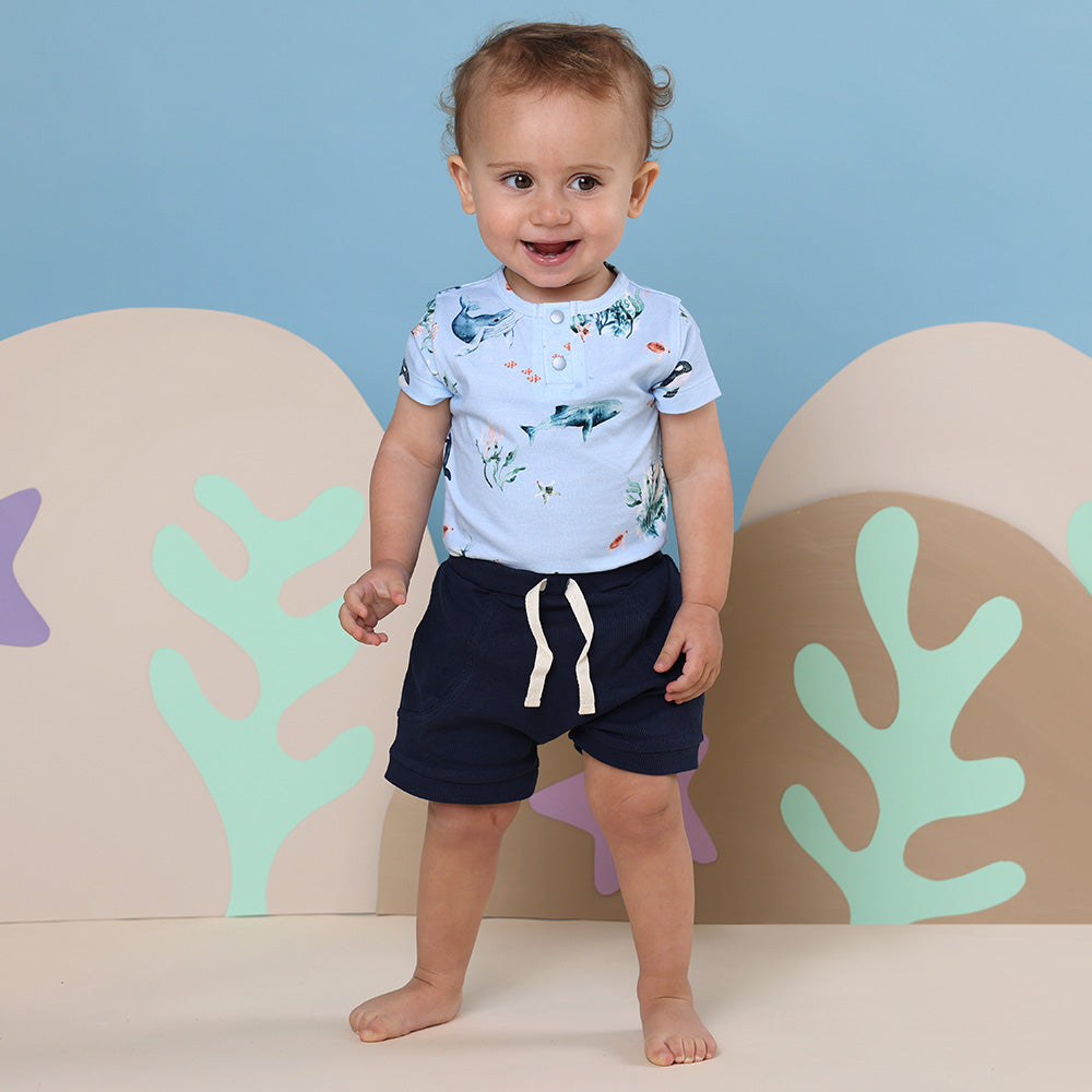 Blue Ocean Short Sleeve Organic Bodysuit - View 3