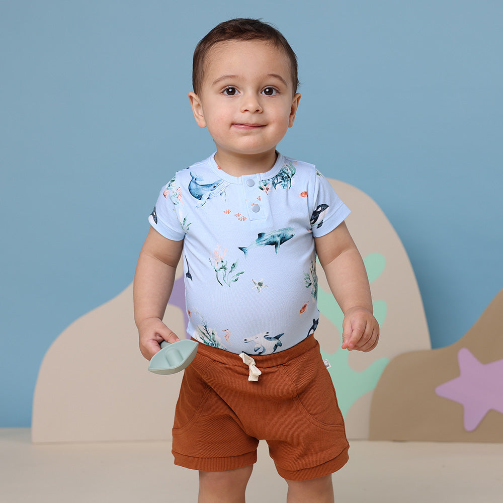 Blue Ocean Short Sleeve Organic Bodysuit - View 8