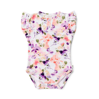 Blushing Beauty Short Sleeve Organic Bodysuit with Frill | Snuggle Hunny