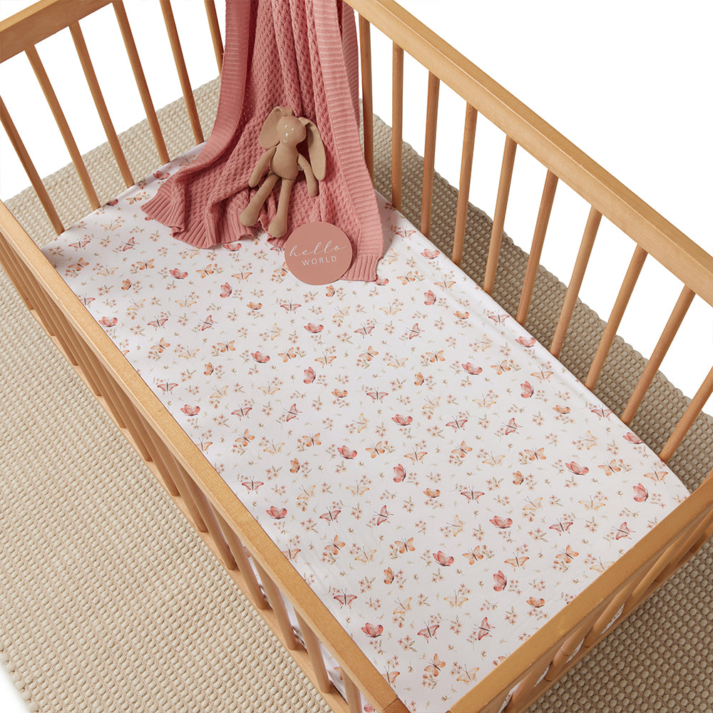 Butterfly Organic Fitted Cot Sheet - View 1