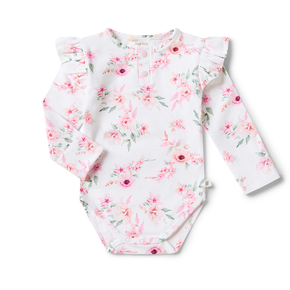 Camille Long Sleeve Organic Bodysuit with Frill - View 5