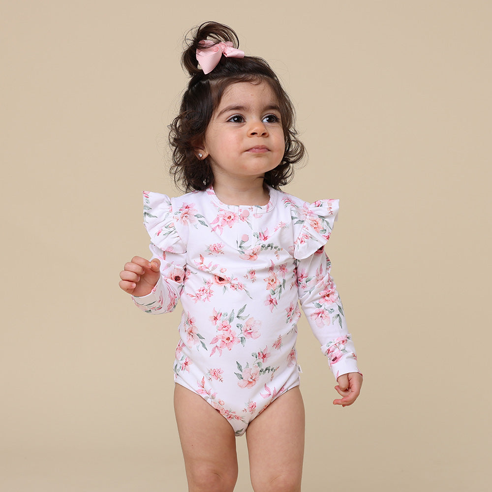 Camille Long Sleeve Organic Bodysuit with Frill - View 9