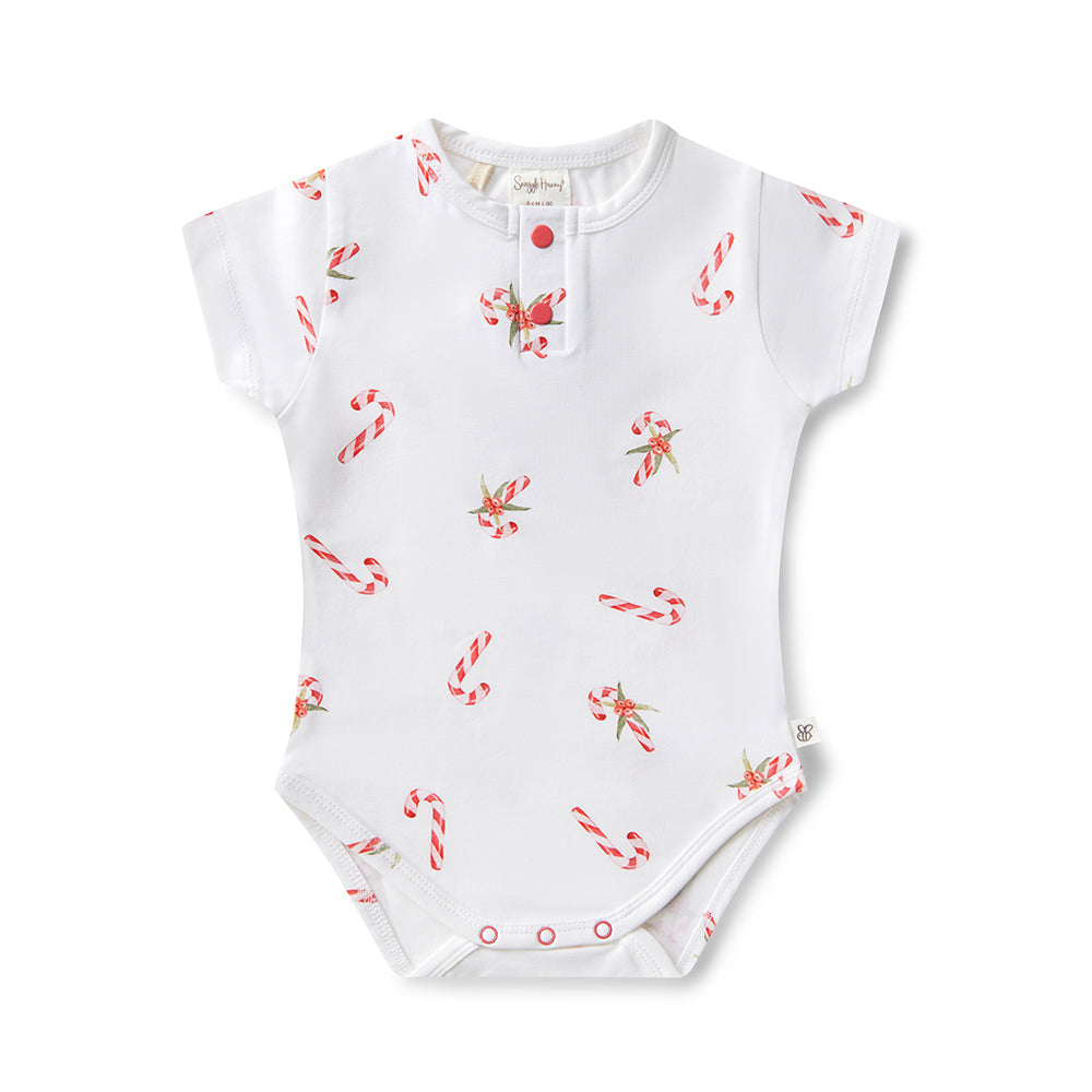 Candy Cane Short Sleeve Organic Bodysuit - View 2
