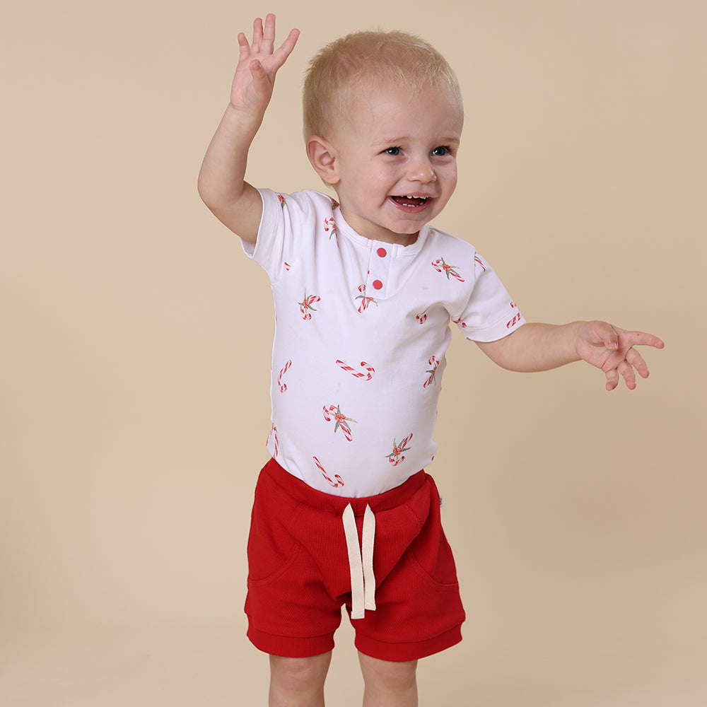 Candy Cane Short Sleeve Organic Bodysuit - View 4
