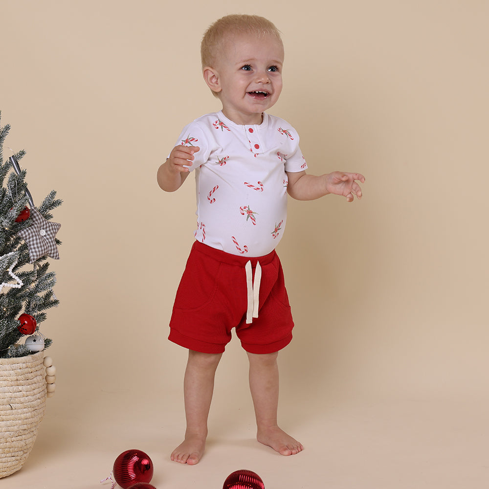Candy Cane Short Sleeve Organic Bodysuit - View 5