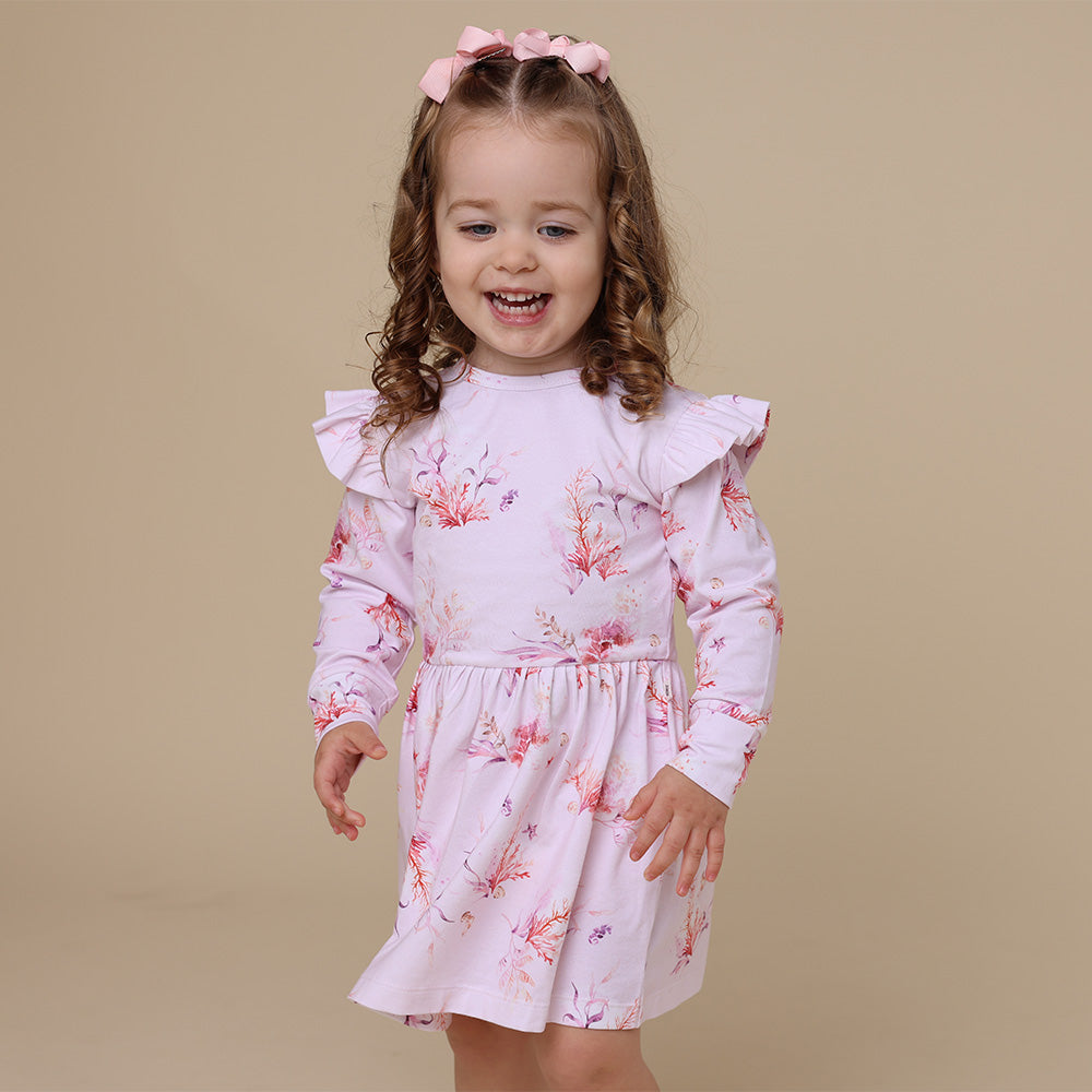 Coral Long Sleeve Organic Dress - View 8