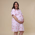 Woman wearing Coral Organic Maternity Robe | Snuggle Hunny