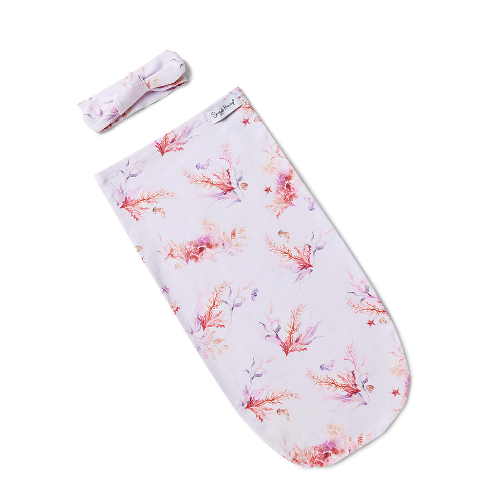 Coral Organic Snuggle Swaddle & Topknot Set - View 2