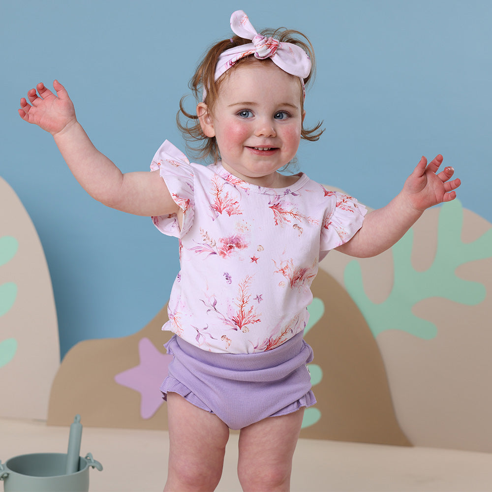 Coral Organic T-Shirt with Frill - View 1