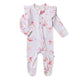 Coral Organic Snuggle Sleepsuit Zip Footie with Frill - Thumbnail 2