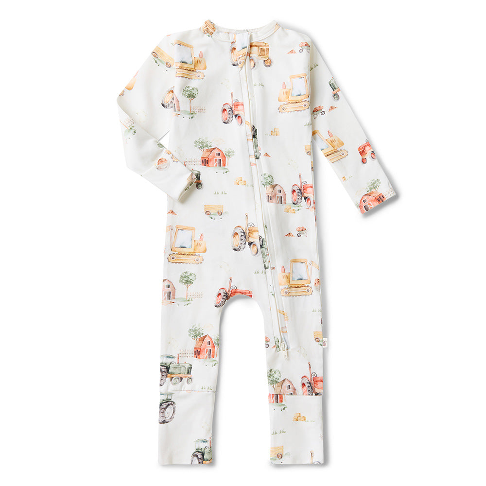 Diggers & Tractors Organic Snugglesuit Convertible Romper - View 2