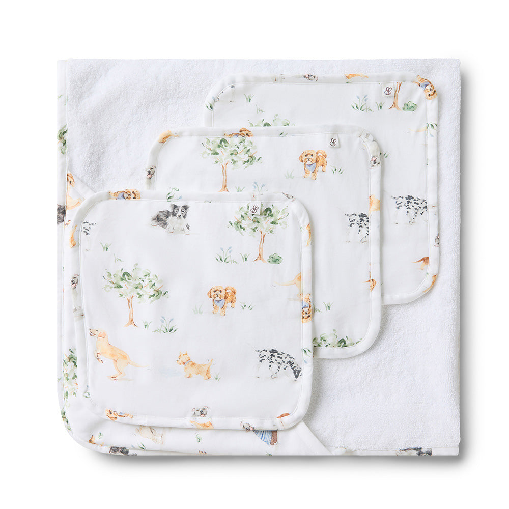 Dog Park Organic Baby Towel & Wash Cloth Set - View 1