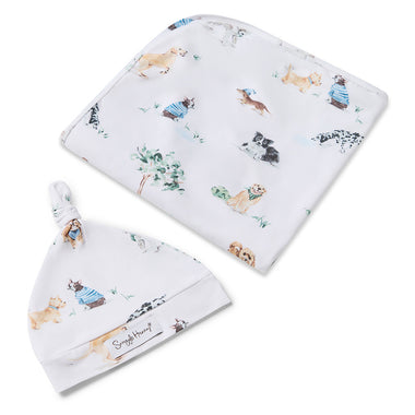 Dog Park Organic Jersey Wrap & Beanie Set | Snuggle Hunny